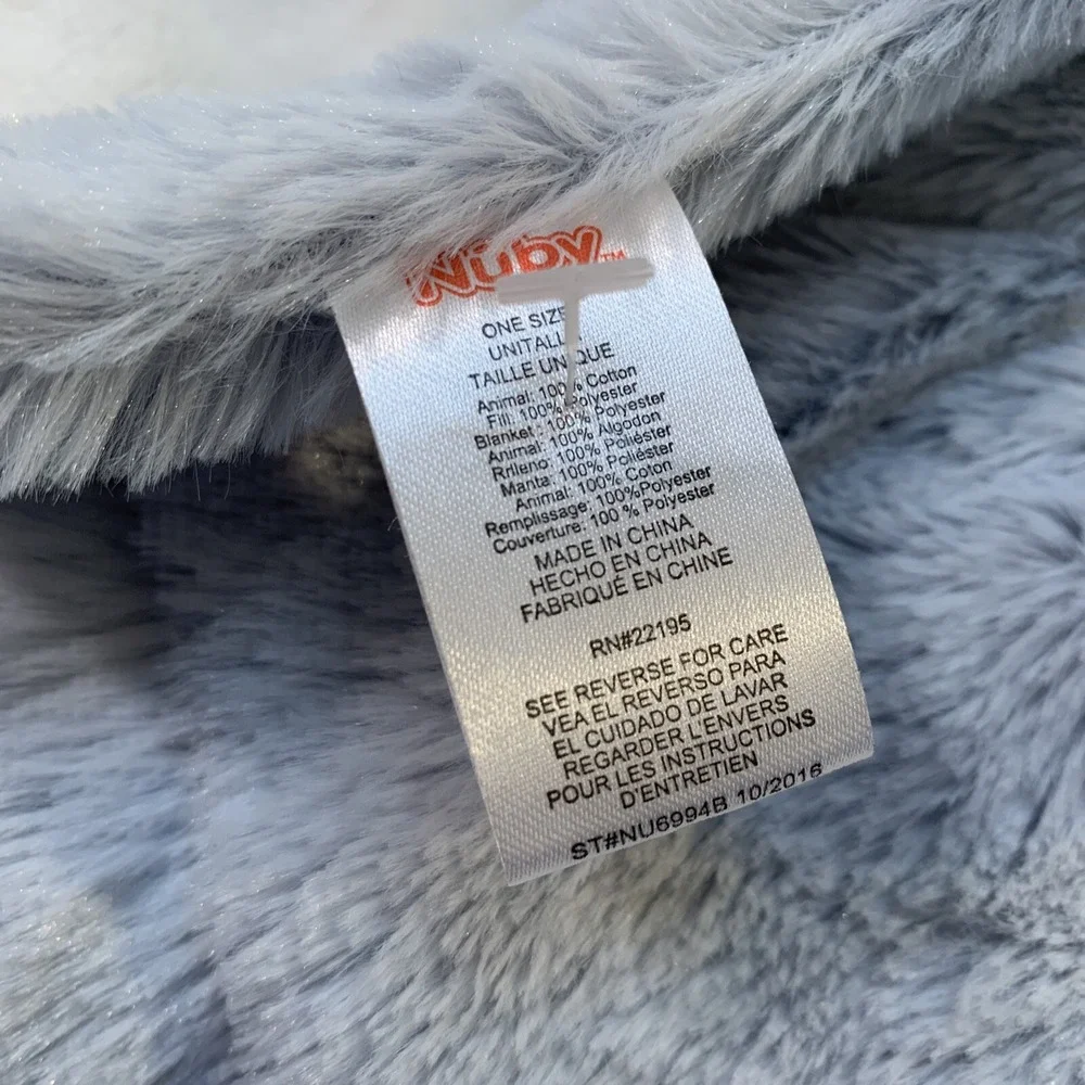 NUBY Blue Grey Knit Stripe‎ Bear Baby Blanket Furry Holding Security Lovey NWOT